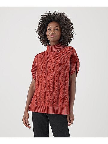 Pact Tandoori Cable Knit Poncho (view 2)