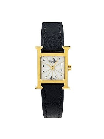 Hermès Hermes H-Watch HH1.101 Wristwatch, Stainless Steel, Gold Plated, Leather Strap, Quartz, White, Women's. (view 2)