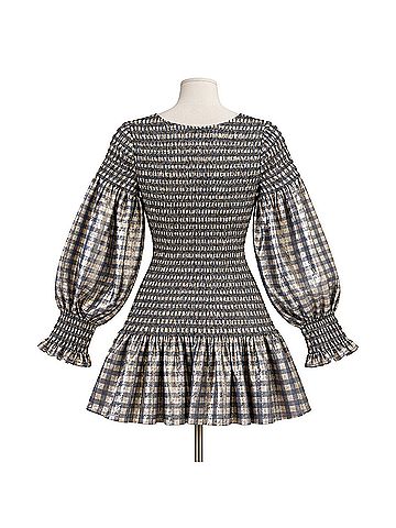 LoveShackFancy gingham smocked silk Cocktail Dress (view 2)