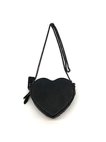 Coach Coach heart-shaped micro bag, all black leather, chain shoulder bag. (view 2)