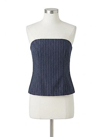 Astr Kalani Tube Top in Blue Pinstripe (view 1)