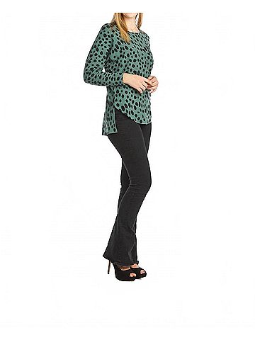 Papillon Spotted Step Hem Stretchy Sweater in Sage (view 2)