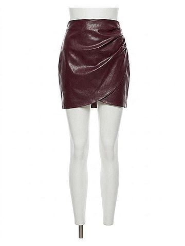 Generation Love Shyann Vegan Leather Mini Skirt in Cabernet (view 1)