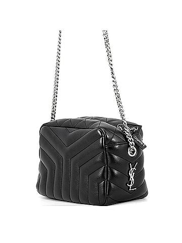 Yves Saint Laurent Yves Saint Laurent Saint Laurent Paris Chain Shoulder Bag, Matelassé Loulou Small Bowling Leather, 574102, Black; Handbag (view 2)