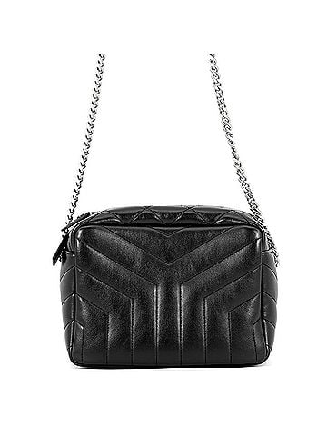 Yves Saint Laurent Yves Saint Laurent Saint Laurent Paris Chain Shoulder Bag, Matelassé Loulou Small Bowling Leather, 574102 Black; Handbag (view 1)