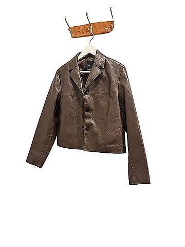 Mango Faux-leather jacket with pockets Jacket (view 1)