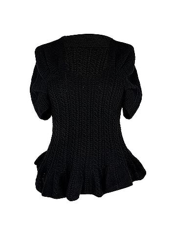 Oscar De La Renta Oscar De La Renta Cable Knit Sweater in Black Cashmere (view 1)