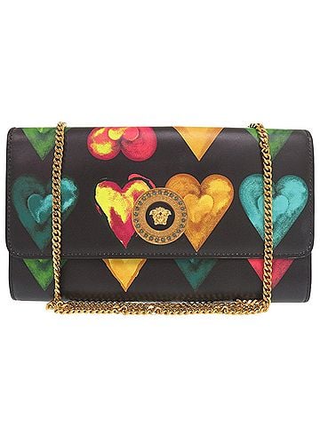 Versace Versace Medusa Heart Leather Black Multicolor Wallet Chain Shoulder Bag 1347VERSACE (view 1)