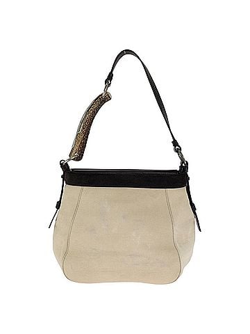 Yves Saint Laurent Yves Saint Laurent Rive Gauche Mombasa Shoulder Bag 107192 White Ivory Brown Canvas Leather Women's YVES SAINT LAURENT (view 1)
