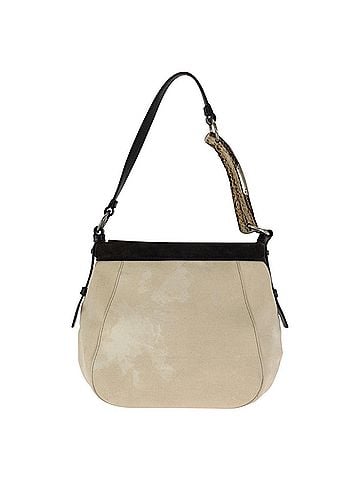 Yves Saint Laurent Yves Saint Laurent Rive Gauche Mombasa Shoulder Bag 107192 White Ivory Brown Canvas Leather Women's YVES SAINT LAURENT (view 2)