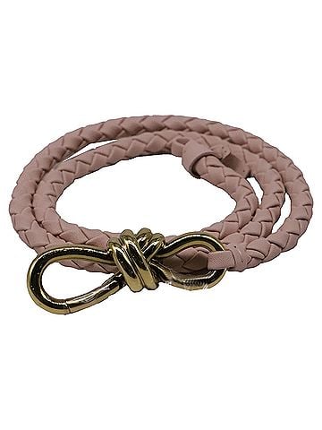 Bottega Veneta Bottega Veneta Andiamo Intrecciato Belt in Pink Leather (view 1)