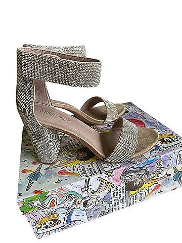 Jeffrey Campbell Embellished Crystal Block Heel Sandals Heels (view 1)