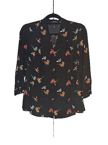 Investments V-neck Split Collar Blouse Long Sleeve Blouse (view 1)