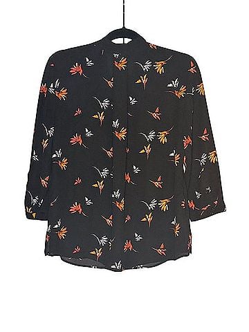 Investments V-neck Split Collar Blouse Long Sleeve Blouse (view 2)