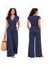 Halara V Neck Short Sleeve Side Pocket Wide Leg Flowy Waffle Casual Jumpsuit Jumpsuit - photo 5