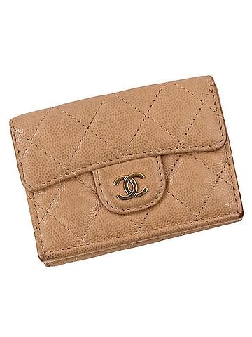 Chanel CHANEL Classic Small Flap Matelassé Caviar Skin Compact Wallet AP0230 Beige Women's (view 1)