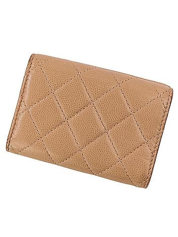 Chanel CHANEL Classic Small Flap Matelassé Caviar Skin Compact Wallet AP0230 Beige Women's (view 2)