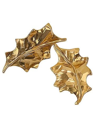 Yves Saint Laurent YVES SAINT LAURENT Vintage Leaf Motif Earrings, GP Gold Color, Women's (view 1)