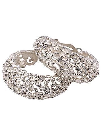 Yves Saint Laurent YVES SAINT LAURENT Flower Motif Earrings, 925 Silver, Women's (view 1)