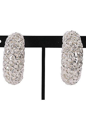 Yves Saint Laurent YVES SAINT LAURENT Flower Motif Earrings, 925 Silver, Women's (view 2)