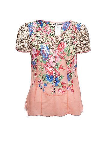 Blumarine Blumarine, Silk top with floral and leopard print (view 1)