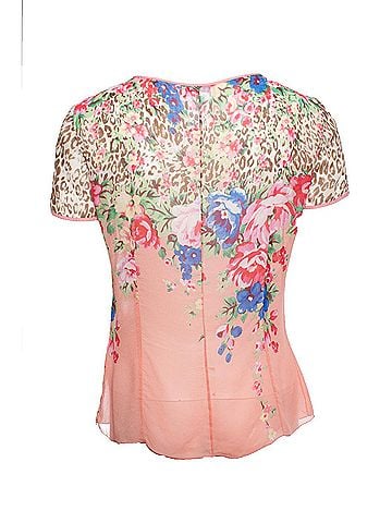 Blumarine Blumarine, Silk top with floral and leopard print (view 2)