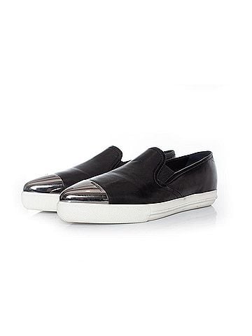 Miu Miu Miu Miu, slip on sneakers in black leather (view 1)