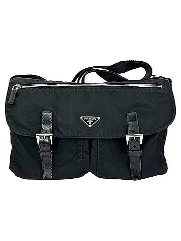 Prada Prada Tessuto Nylon Double Buckle Black Messenger Bag (view 1)