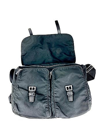 Prada Prada Tessuto Nylon Double Buckle Black Messenger Bag (view 2)
