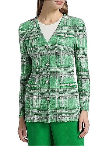misook Tailored Crochet Plaid Knit Blazer Blazer (view 1)