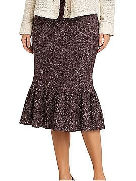 St. John Collection FA21 Textured Knit Flounce Midi Skirt Wool Skirt (view 1)