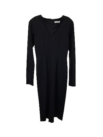 Jil Sander Jil Sander Long Sleeve Midi Dress in Black Viscose (view 1)