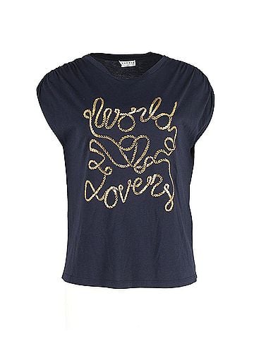 Sandro Sandro Paris World Lovers Print T-shirt in Navy Blue Modal (view 1)
