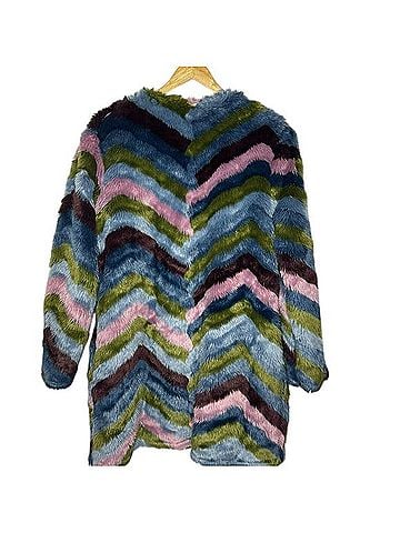 Hutch Faux Fur Multicolor Chevron Jacket Jacket (view 2)