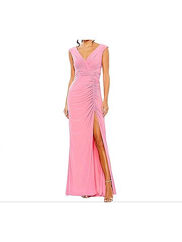 Mac Duggal Women's Ruched Formal Gown in Candy Pink (view 2)