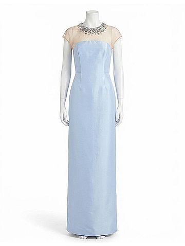 Sachin + Babi Women's Irina Beaded Illusion Neck Gown in Glacial Blue (view 1)