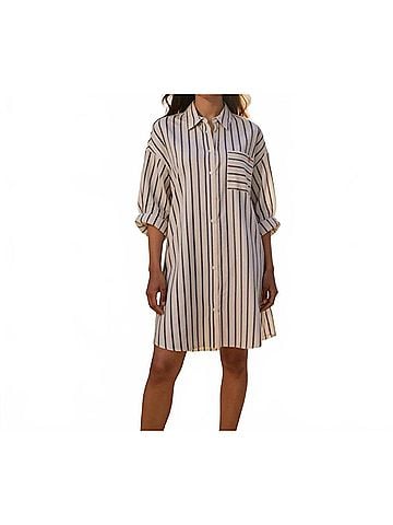 FRNCH The Viana Wide Stripe Mini Dress in Blue/White (view 2)