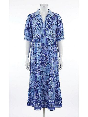Umgee Women's Patterned Dress in Blue (view 1)