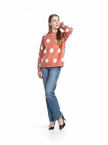 Papillon Knit Polka Dot Sweater in Coral (view 2)