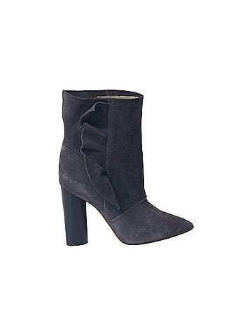 IRO Iro Ruffle Trimmed Ankle Boots in Grey Suede (view 1)