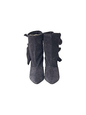 IRO Iro Ruffle Trimmed Ankle Boots in Grey Suede (view 2)