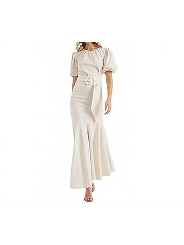 Sachin + Babi Camila Crepe Ruched Mermaid Dress in White (view 2)
