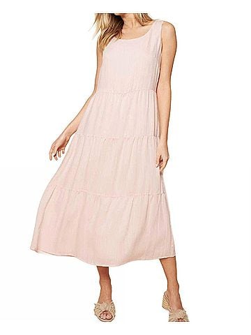 Sugarlips Paloma Tiered Midi Dress in Blush (view 2)