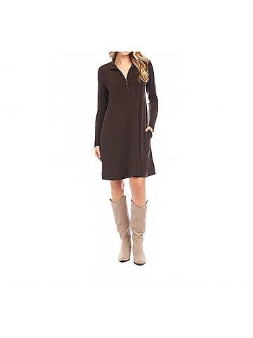 Karen Kane Zaylee Zip-Up Travel Mini Dress in Brown (view 2)