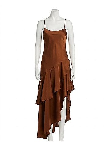 Susana Monaco Satin Ruffle String Dress in Toast (view 1)