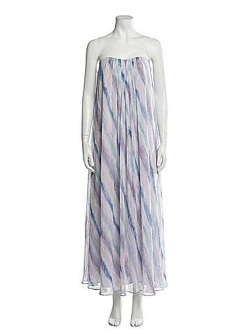 Astr Aileen Strapless Maxi Dress in Blue Lilac Stripe (view 1)