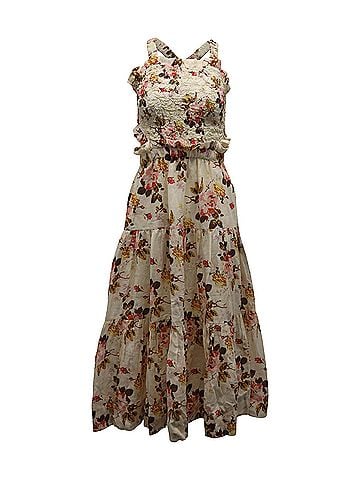 Sea New York Sea New York Esme Smocked Maxi Dress in Beige Floral Print Ramie (view 1)