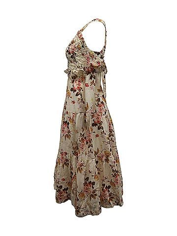 Sea New York Sea New York Esme Smocked Maxi Dress in Beige Floral Print Ramie (view 2)