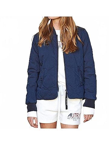 Closed Short Quilted Blouson Jacket in Dark Night (view 2)