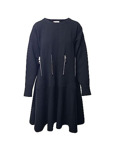 Alexander McQueen Alexander McQueen Pintuck Zip Dress in Black Wool (view 1)